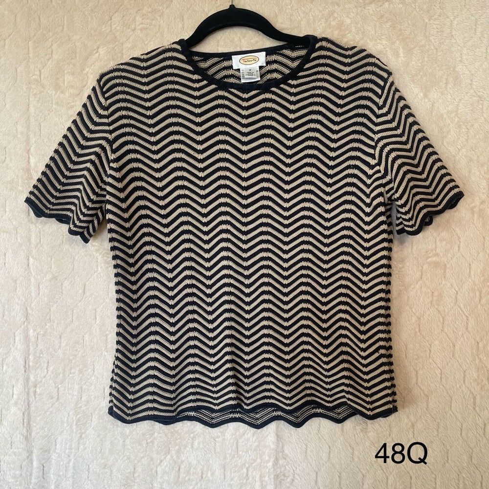 Talbots Black and White Chevron Sweater